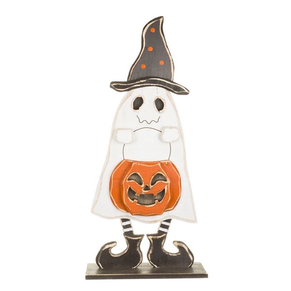 Starlight Collection Trick-Or-Treating Ghost Halloween Decoration - White/Orange