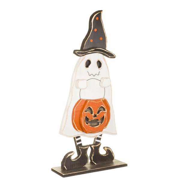 Starlight Collection Trick-Or-Treating Ghost Halloween Decoration - White/Orange