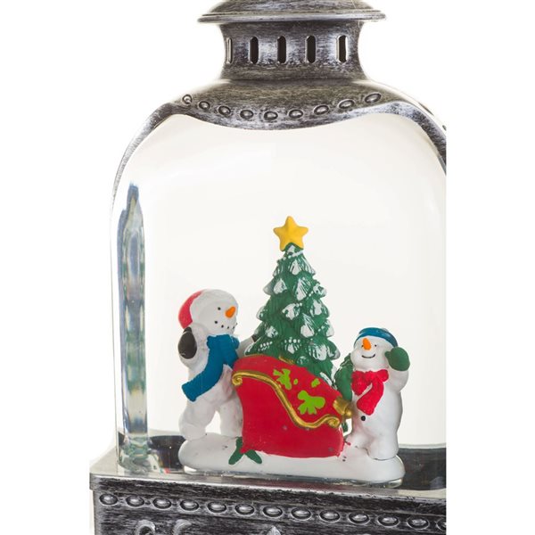 Starlight Collection Lantern Snow Globe w/ LED Light and Motorized Snowfall - Silver