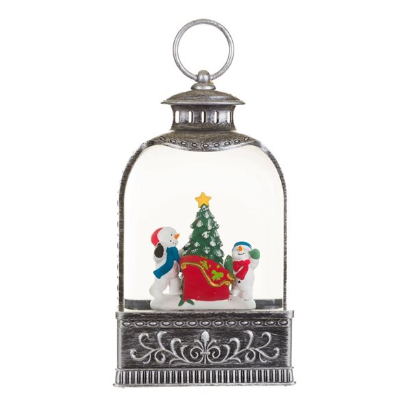 Starlight Collection Lantern Snow Globe w/ LED Light and Motorized Snowfall - Silver