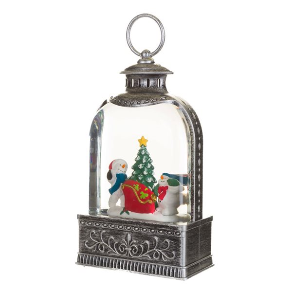 Starlight Collection Lantern Snow Globe w/ LED Light and Motorized Snowfall - Silver