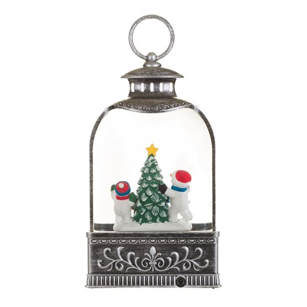 Starlight Collection Lantern Snow Globe w/ LED Light and Motorized Snowfall - Silver