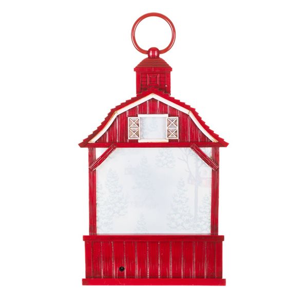 Starlight Collection Barn Snow Globe w/ LED Light and Motorized Snowfall - Red