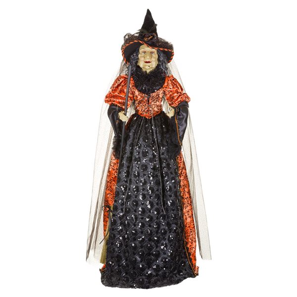 Starlight Collection Veiled Witch Halloween Decoration - Orange