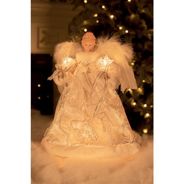 Starlight Collection Vintage 10-Light Illuminated Angel Christmas Tree Topper - Silver