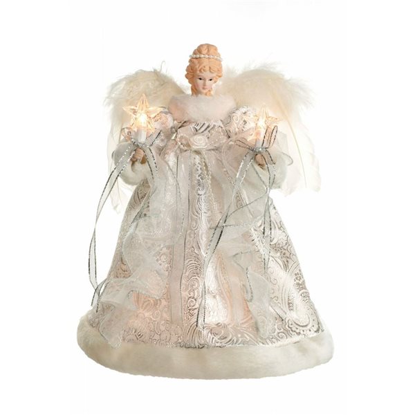 Starlight Collection Vintage 10-Light Illuminated Angel Christmas Tree Topper - Silver