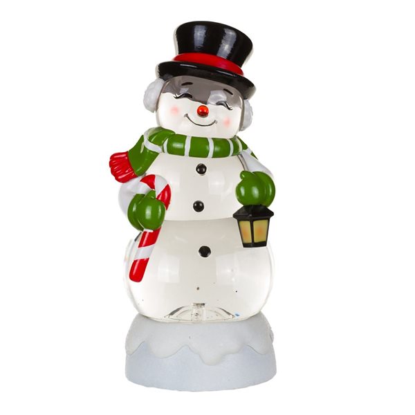 Starlight Collection Cheery Snowman Snow Globe w/ LED Light - White