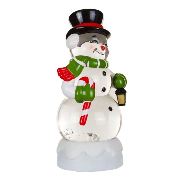 Starlight Collection Cheery Snowman Snow Globe w/ LED Light - White
