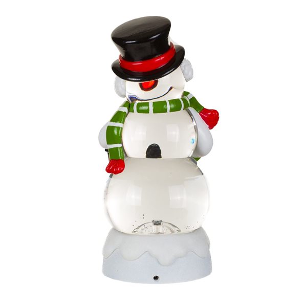 Starlight Collection Cheery Snowman Snow Globe w/ LED Light - White