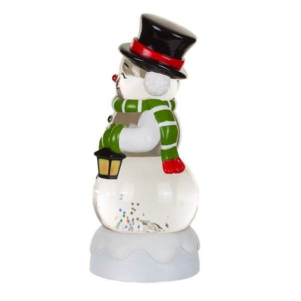 Starlight Collection Cheery Snowman Snow Globe w/ LED Light - White