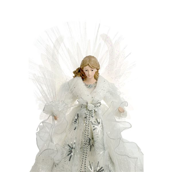 Starlight Collection Large Illuminated Fibre Optic Angel Christmas Tree Topper - White