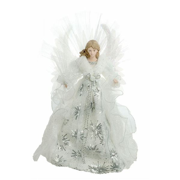 Starlight Collection Large Illuminated Fibre Optic Angel Christmas Tree Topper - White