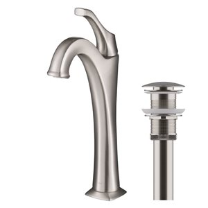 Kraus Arlo Spot-Free all-Brite Single Handle Vessel Bathroom Faucet w/ Pop-Up Drain - Brushed Nickel
