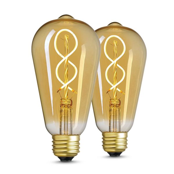 Globe Electric 60W Equivalent Soft White 2000 K ST19 Amber Glass Vintage Edison Dimmable LED Light Bulb with E26 Base - 250 lm