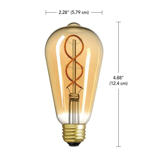 Globe Electric 60W Equivalent Soft White 2000 K ST19 Amber Glass Vintage Edison Dimmable LED Light Bulb with E26 Base - 250 lm
