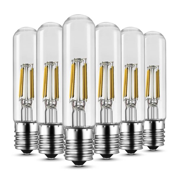 Globe Electric 40W Equivalent 5000 K Daylight White T10 Filament Dimmable LED Light Bulbs - 6-Pack