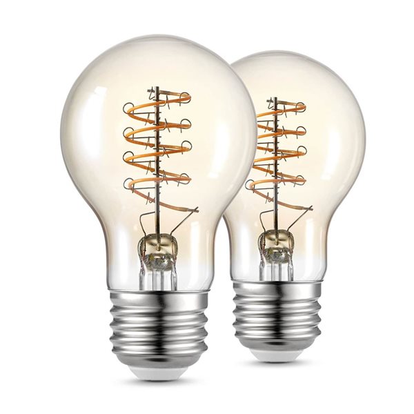 Globe Electric 60W Equivalent 2000 K Sunset Glow A19 Dimmable Amber Vintage Edison LED Light Bulbs - 2-Pk