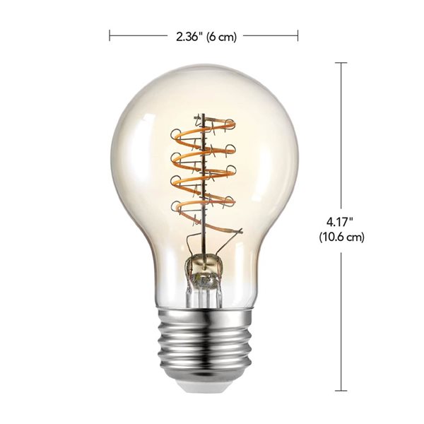 Globe Electric 60W Equivalent 2000 K Sunset Glow A19 Dimmable Amber Vintage Edison LED Light Bulbs - 2-Pk