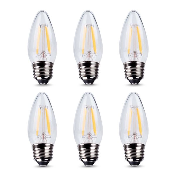 Globe Electric 40W Equivalent Warm White 2700 K B11 E26 Base 350 lm Dimmable LED Light Bulbs - 6-Pack