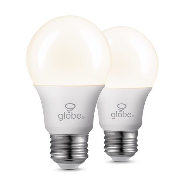 Globe Electric 60W Equivalent 3000 K Warm White A19 E26 Base Dusk to Dawn Non-Dimmable LED Light Bulbs - 2-Pack