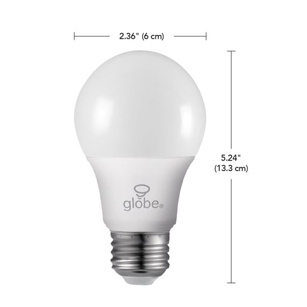 Globe Electric 60W Equivalent 3000 K Warm White A19 E26 Base Dusk to Dawn Non-Dimmable LED Light Bulbs - 2-Pack