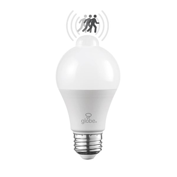 Globe Electric 60W Equivalent 3000 K Warm White A19 Motion Sensor Non-Dimmable LED Light Bulb - E26 Base