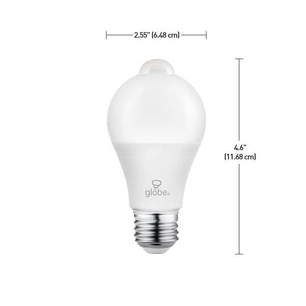 Globe Electric 60W Equivalent 3000 K Warm White A19 Motion Sensor Non-Dimmable LED Light Bulb - E26 Base