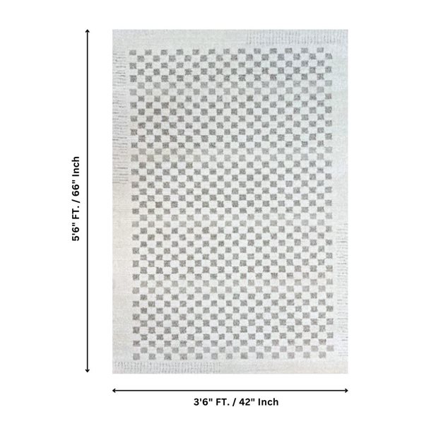 Erbanica Elio 3 x 5-ft Grey/Beige Polypropylene Checkered Pattern Indoor Area Rug