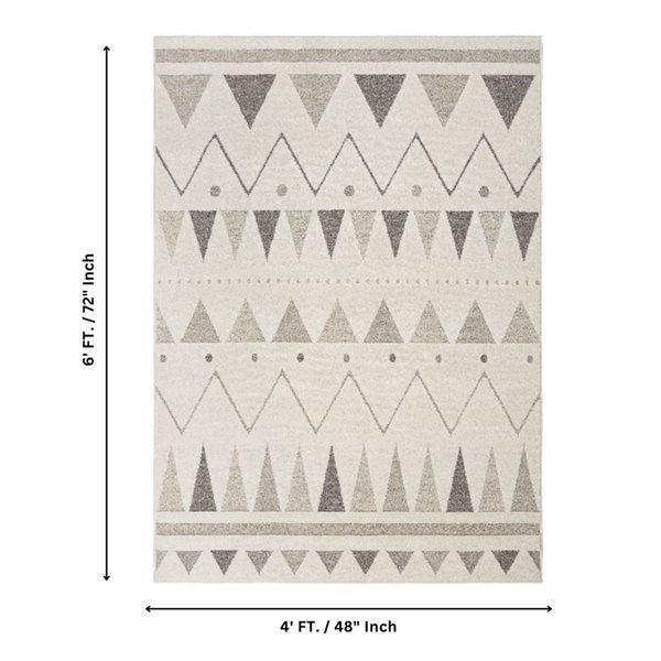 Erbanica 4 x 6-ft Beige Polypropylene Kids Geometric Pattern Indoor Area Rug
