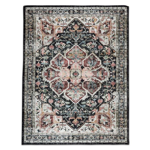 Erbanica Brio 30 x 50-in Charcoal Polyester Washable Non-Slip Modern Medallion Pattern Area Rug