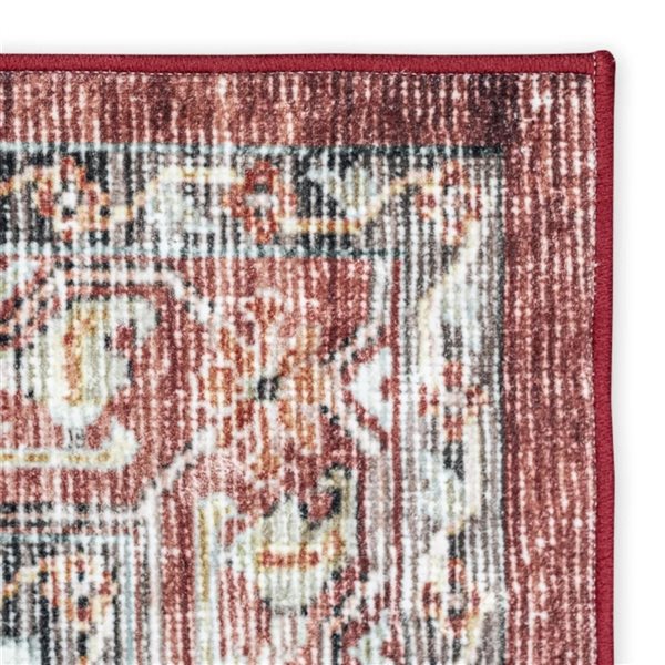 Erbanica Brio 5 x 8-ft Red Polyester Washable Non-Slip Modern Medallion Pattern Area Rug