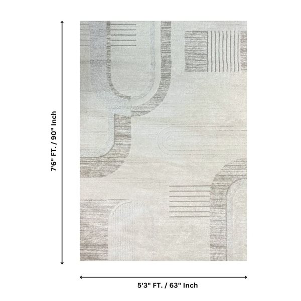 Erbanica Elio 5 x 8-ft Soft Beige/Ivory Polypropylene Abstract Pattern Indoor Area Rug