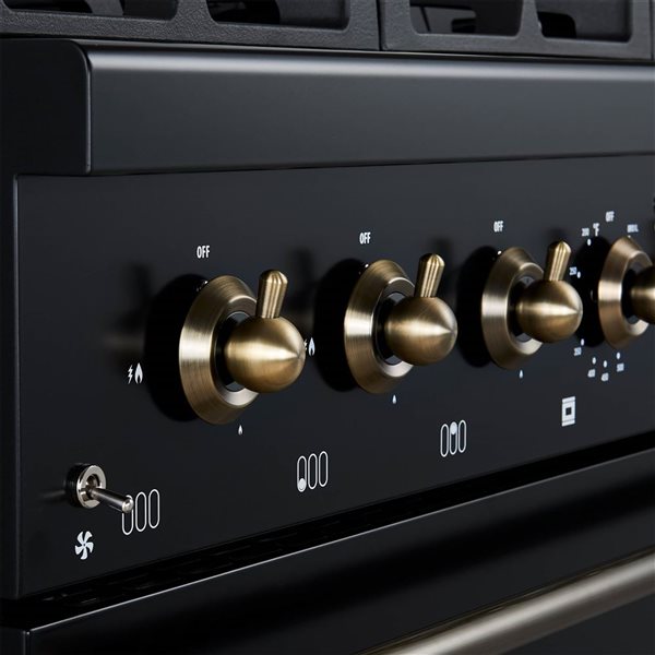 Antico 36-in 6-Burner Black Freestanding Dual Fuel Range