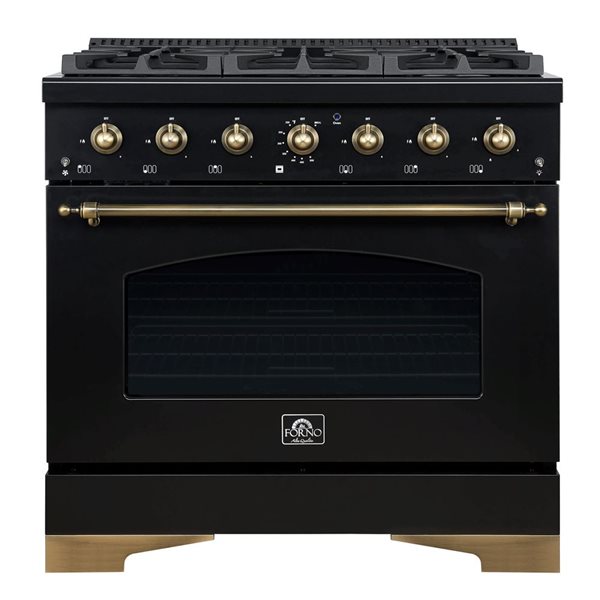 Antico 36-in 6-Burner Black Freestanding Dual Fuel Range