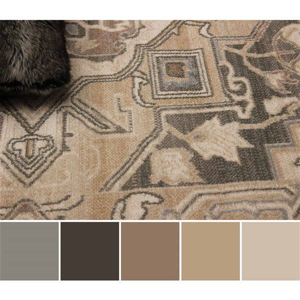 ECARPET Addie 8 x 10-ft Beige Polypropylene Traditional Indoor Geometric/Medallion Pattern Area Rug