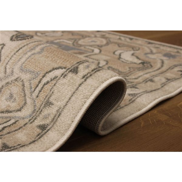 ECARPET Addie 8 x 10-ft Beige Polypropylene Traditional Indoor Geometric/Medallion Pattern Area Rug