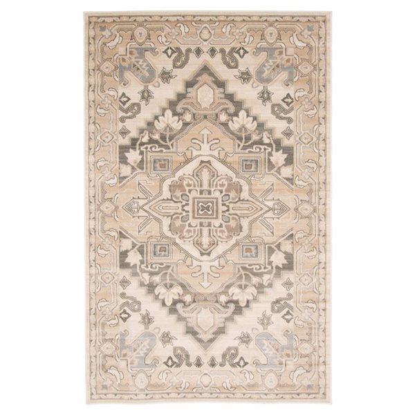 ECARPET Addie 8 x 10-ft Beige Polypropylene Traditional Indoor Geometric/Medallion Pattern Area Rug