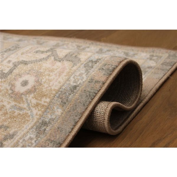 ECARPET Ashby 8 x 10-ft Tan Polypropylene Traditional Indoor Floral/Medallion Pattern Area Rug