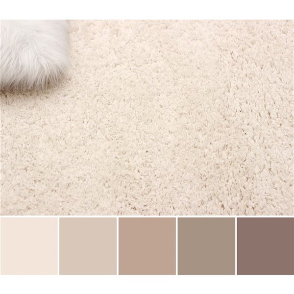 ECARPET Vera 8 x 10-ft Cream Polyester Contemporary/Modern Indoor Plush and Shags Area Rug