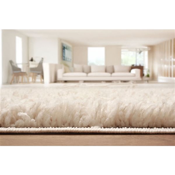 ECARPET Vera 8 x 10-ft Cream Polyester Contemporary/Modern Indoor Plush and Shags Area Rug