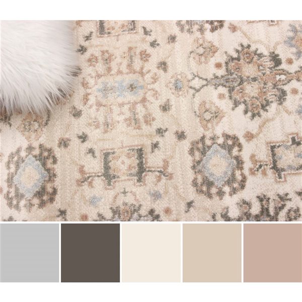 ECARPET Gloria 2.8 x 8.2-ft Ivory/Beige/Brown Polypropylene Traditional Medallion Pattern Runner Rug