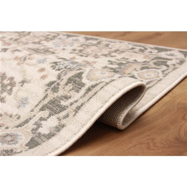 ECARPET Gloria 2.8 x 8.2-ft Ivory/Beige/Brown Polypropylene Traditional Medallion Pattern Runner Rug