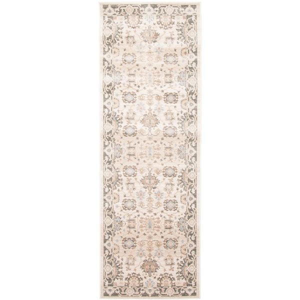 ECARPET Gloria 2.8 x 8.2-ft Ivory/Beige/Brown Polypropylene Traditional Medallion Pattern Runner Rug