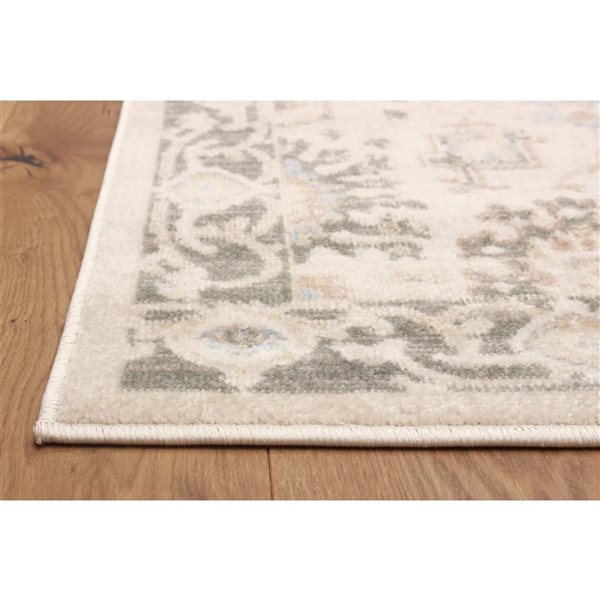 ECARPET Gloria 2.8 x 8.2-ft Ivory/Beige/Brown Polypropylene Traditional Medallion Pattern Runner Rug