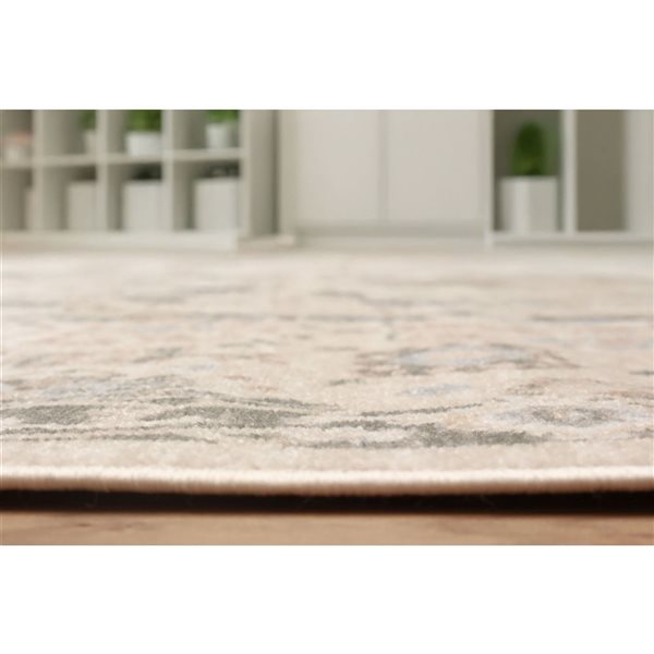 ECARPET Gloria 2.8 x 8.2-ft Ivory/Beige/Brown Polypropylene Traditional Medallion Pattern Runner Rug