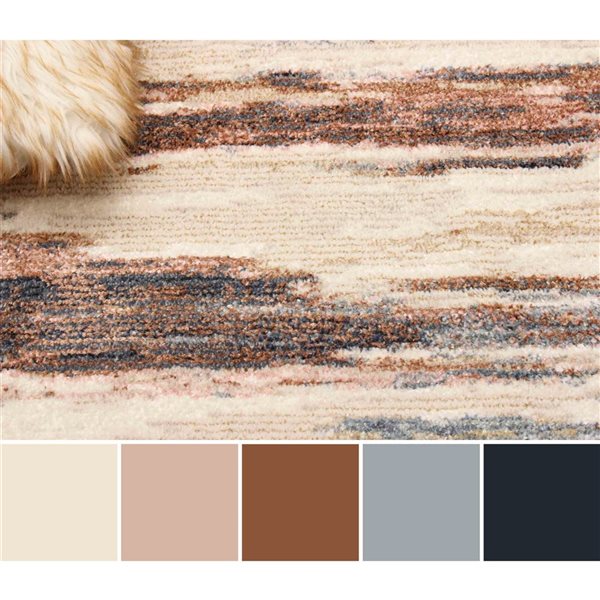 ECARPET Atelier 5 x 8-ft Ivory Polyester Contemporary/Modern Indoor Abstract Pattern Area Rug