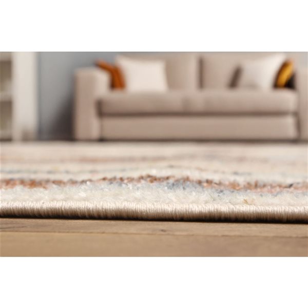 ECARPET Atelier 5 x 8-ft Ivory Polyester Contemporary/Modern Indoor Abstract Pattern Area Rug