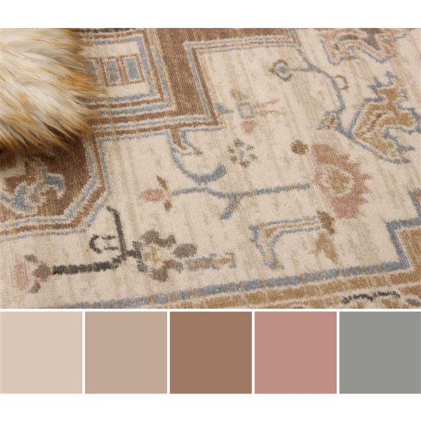 ECARPET Katie 5 x 8-ft Ivory/Beige/Grey Traditional Indoor Medallion Pattern Area Rug