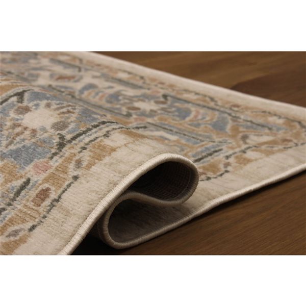 ECARPET Katie 5 x 8-ft Ivory/Beige/Grey Traditional Indoor Medallion Pattern Area Rug