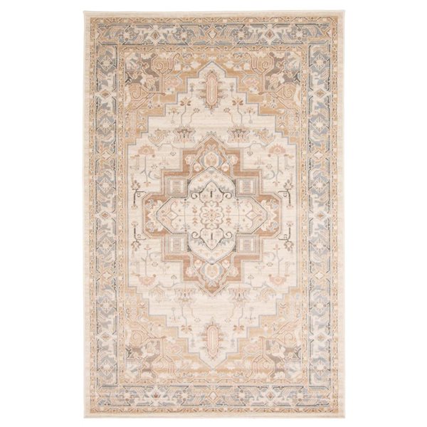 ECARPET Katie 5 x 8-ft Ivory/Beige/Grey Traditional Indoor Medallion Pattern Area Rug